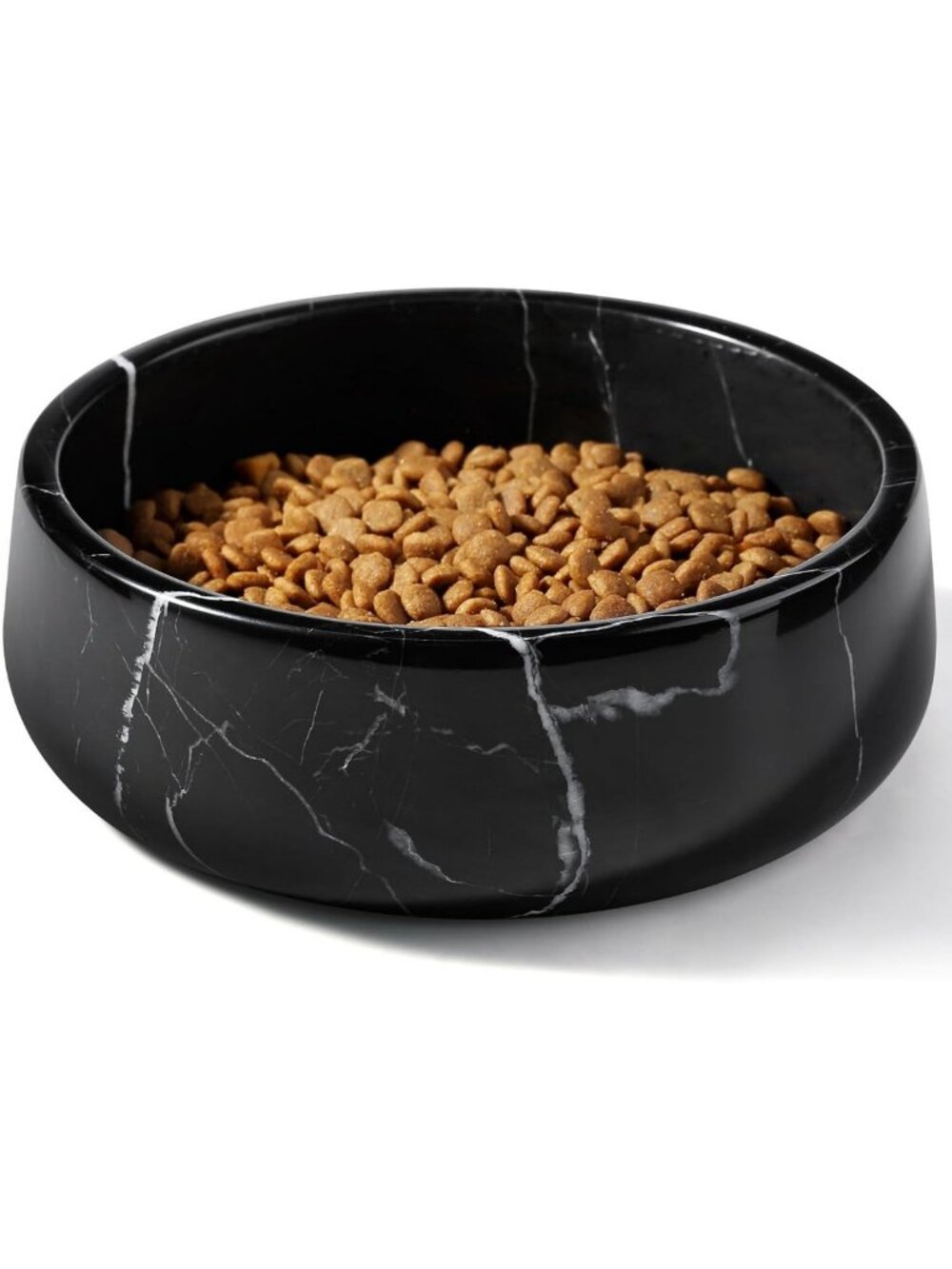 Large Non-Slip Black Marble Dog Bowl - Heavy, Easy to Clean, Holds 4.5 Cups